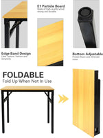 Load image into Gallery viewer, Adjustable Folding Desk No Install, Portable and Compact Computer Walnut Table Office Table for Home, Office, Study, Dining, Camping, Picnic, and BBQ (Yellow, 80 * 40 * 75cm)-GCC Home Center