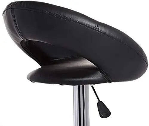 Adjustable Swivel Bar Stool with Footrest, Ergonomic PU Leather Chair for Kitchen & Bar Counter (Black)-GCC Home Center