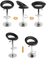 Load image into Gallery viewer, Adjustable Swivel Bar Stool with Footrest, Ergonomic PU Leather Chair for Kitchen &amp; Bar Counter (Black)-GCC Home Center