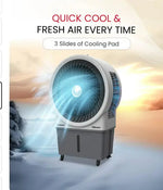 Load image into Gallery viewer, Air Cooler 60 Liters Capacity, 3 Wind Speeds, Horizontal &amp; Vertical Oscillation, Pump Protection, Automatic Refilling, Powerful Cooling 60 L NAC1111 Grey