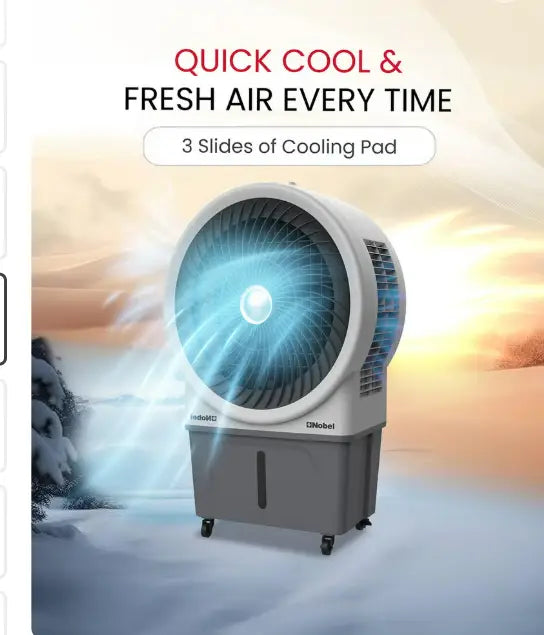 Air Cooler 60 Liters Capacity, 3 Wind Speeds, Horizontal & Vertical Oscillation, Pump Protection, Automatic Refilling, Powerful Cooling 60 L NAC1111 Grey