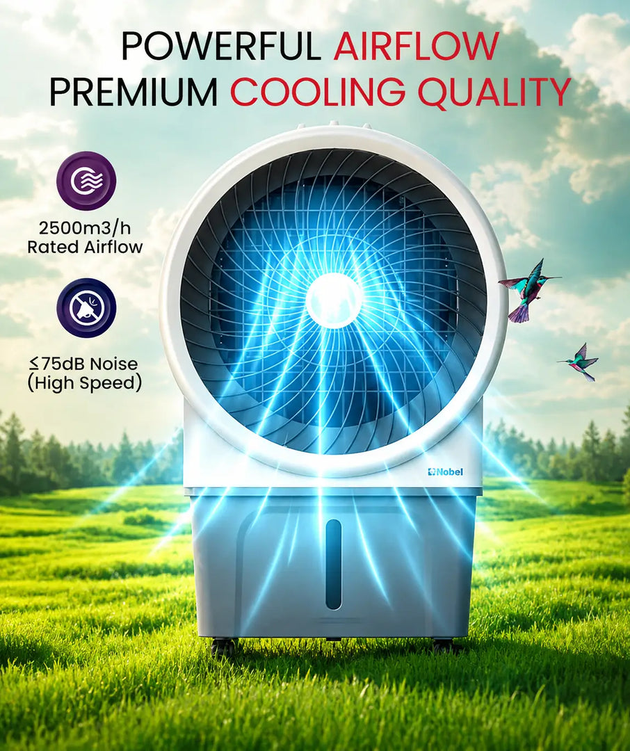 Air Cooler 60 Liters Capacity, 3 Wind Speeds, Horizontal & Vertical Oscillation, Pump Protection, Automatic Refilling, Powerful Cooling 60 L NAC1111 Grey