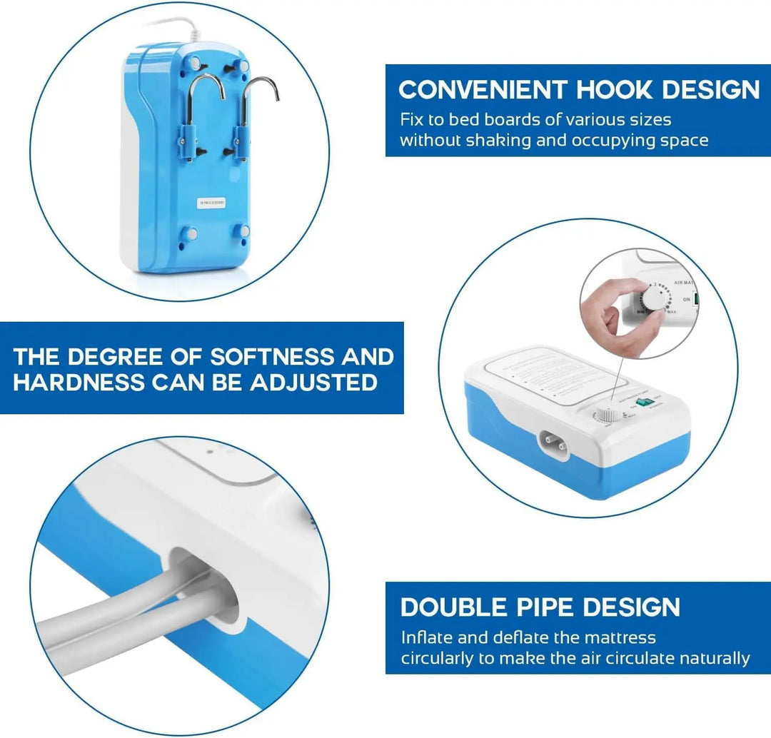 AKM Air bed Cushion for Bedridden Elderly, Alternating Pressure Mattress for Bed Sores, Anti Decubitus Air Mattress Pads with Low Noise Pump System for Hospital Bed
