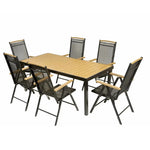 Load image into Gallery viewer, All-Weather Resistant Aluminum Frame WPC 6-Seater Outdoor Dining Set with Foldable Chairs for Garden and Backyard-GCC Home Center