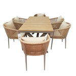 Load image into Gallery viewer, All-Weather Resistant Aluminum Frame WPC 6-Seater Outdoor Dining Set with Cushions for Garden and Backyard-GCC Home Center