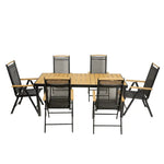 Load image into Gallery viewer, All-Weather Resistant Aluminum Frame WPC 6-Seater Outdoor Dining Set with Foldable Chairs for Garden and Backyard-GCC Home Center