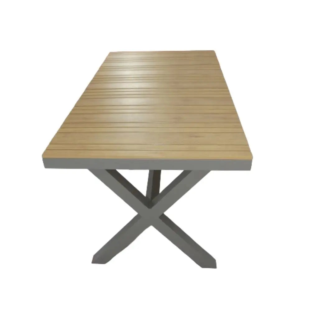 All-Weather Resistant Aluminum Frame WPC 6-Seater Outdoor Dining Set with Cushions for Garden and Backyard-GCC Home Center