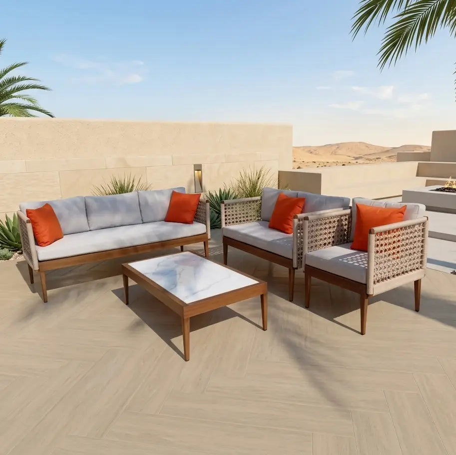 Aluminium Hand Rope Garden Furniture Sofa Set