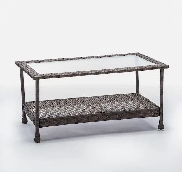 Aluminum & Rattan Frame Table- Brown-GCC Home Center