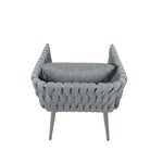 Load image into Gallery viewer, Aluminum &amp; Rope Outdoor Patio Dining Chair With Cushion - Grey-GCC Home Center