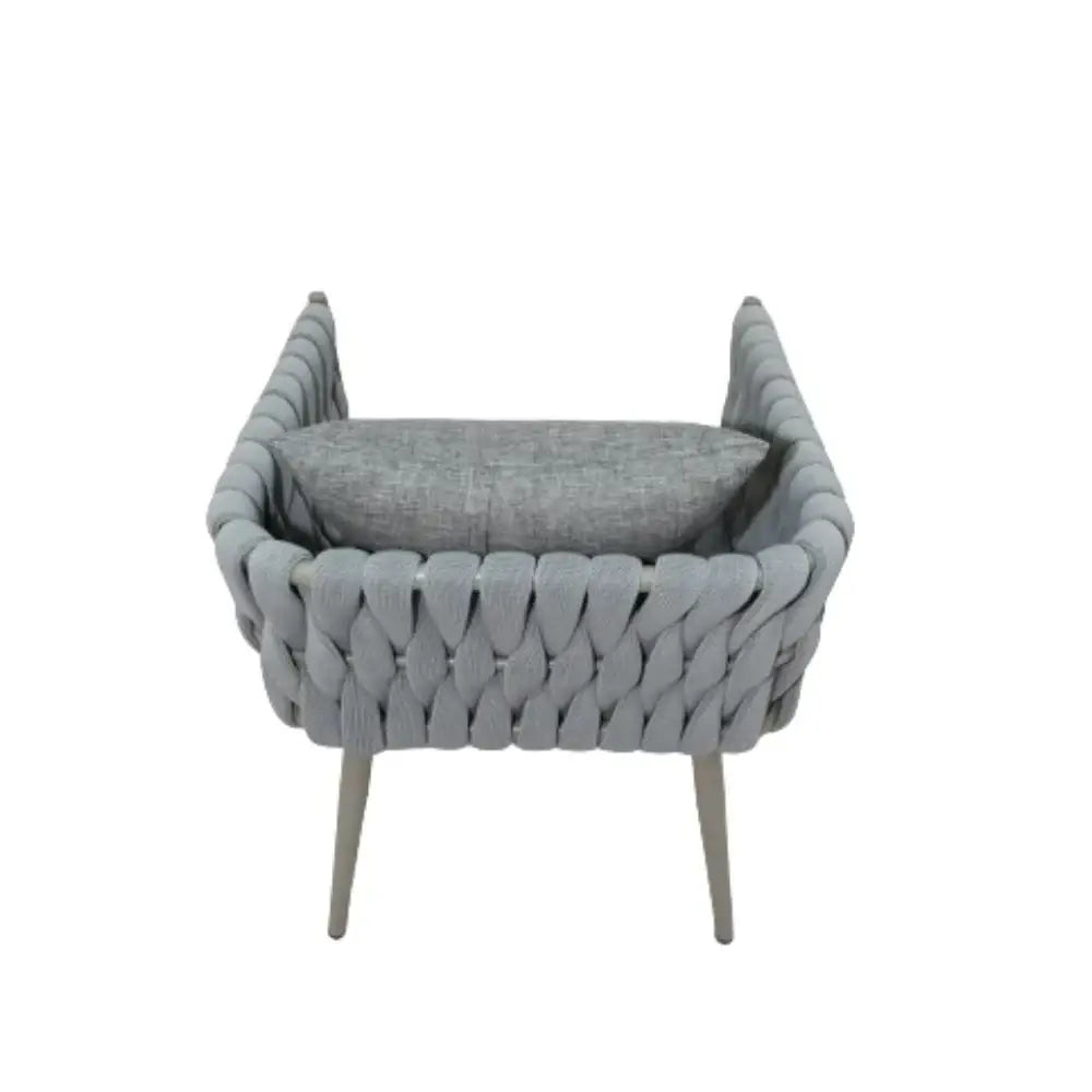 Aluminum & Rope Outdoor Patio Dining Chair With Cushion - Grey-GCC Home Center