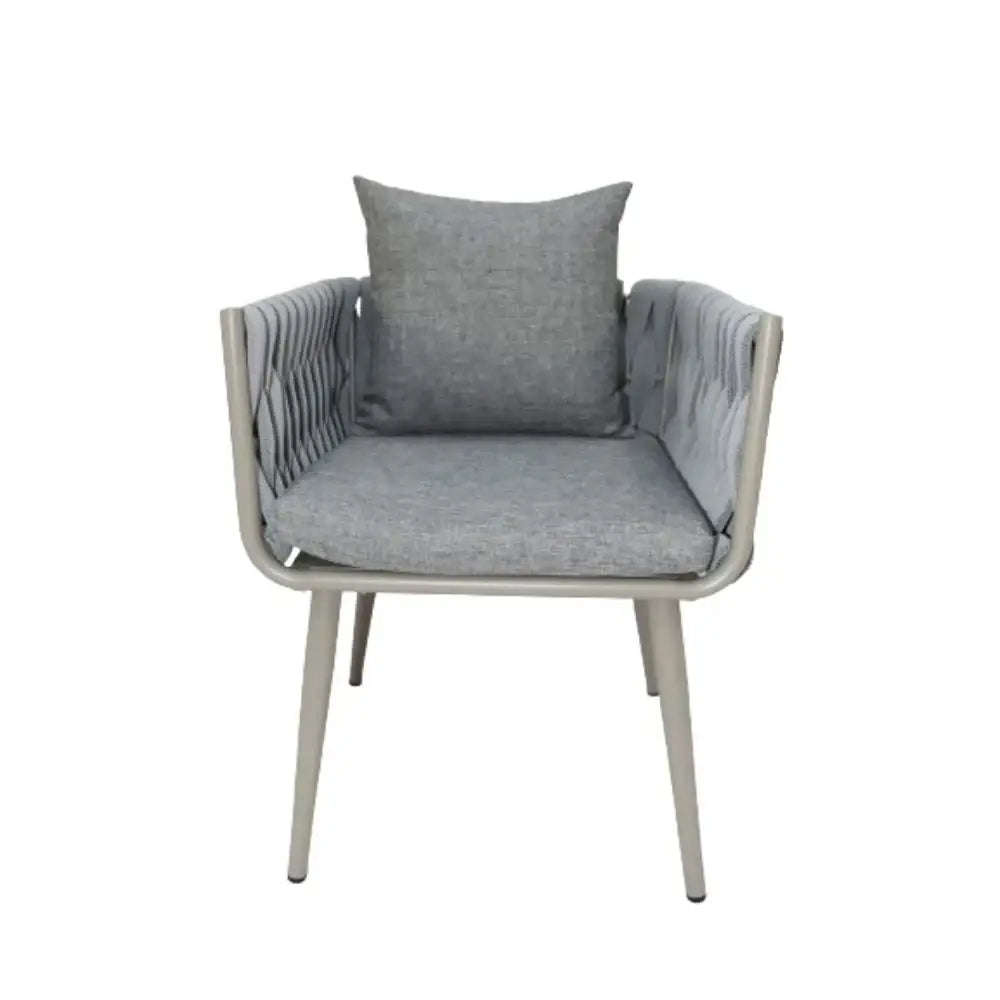 Aluminum & Rope Outdoor Patio Dining Chair With Cushion - Grey-GCC Home Center