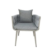 Aluminum & Rope Outdoor Patio Dining Chair With Cushion - Grey-GCC Home Center