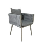 Load image into Gallery viewer, Aluminum &amp; Rope Outdoor Patio Dining Chair With Cushion - Grey-GCC Home Center