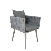 Aluminum & Rope Outdoor Patio Dining Chair With Cushion - Grey-GCC Home Center