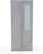 Load image into Gallery viewer, ALWASIT HOME Mehruddin 2 Door Wooden Wardrobe With Mirror with One Lockable Drawer (Without assembly, White)-GCC Home Center