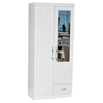 Load image into Gallery viewer, ALWASIT HOME Mehruddin 2 Door Wooden Wardrobe With Mirror with One Lockable Drawer (Without assembly, White)-GCC Home Center