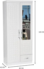Load image into Gallery viewer, ALWASIT HOME Mehruddin 2 Door Wooden Wardrobe With Mirror with One Lockable Drawer (Without assembly, White)-GCC Home Center