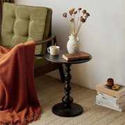 American Country Side Table, Round Small Cafe End Table Nightstand, Small Space Sofa Side Table for Bedroom, Living Room, Patio