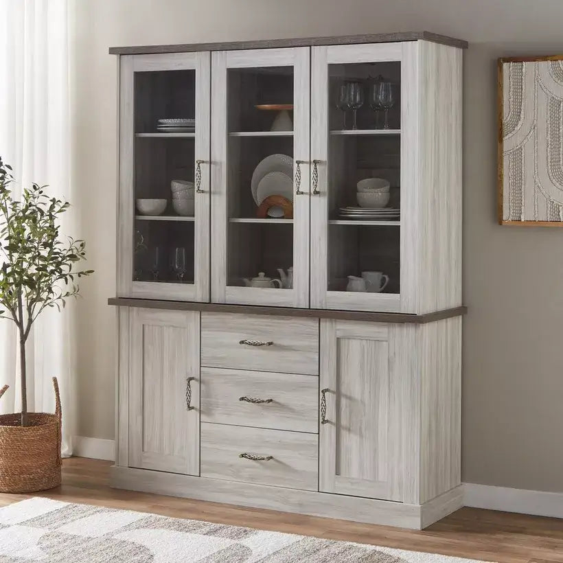 Angelic Hutch with Buffet, High-Quality Engineered Wood With Glass