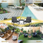 Anovara Outdoor Furniture 3 Pieces Balcony Garden Outdoor Furniture Set include 2 Rattan Chairs with Cushions and 1 Coffee Table