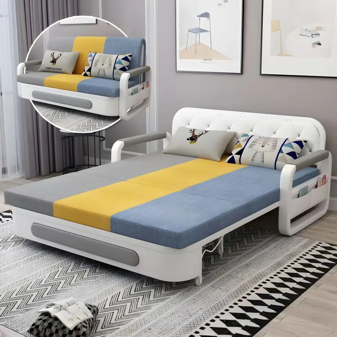 Apartment Furniture Foldable Sofa Bed Storage Modern Folding Adjustable Sofa Bed For Living & Bed Room (Tricolor, Width158cm)