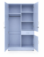 Load image into Gallery viewer, Arabian Mall 2-Door White Wooden Wardrobe with Mirror, Drawer, &amp; Security Lock