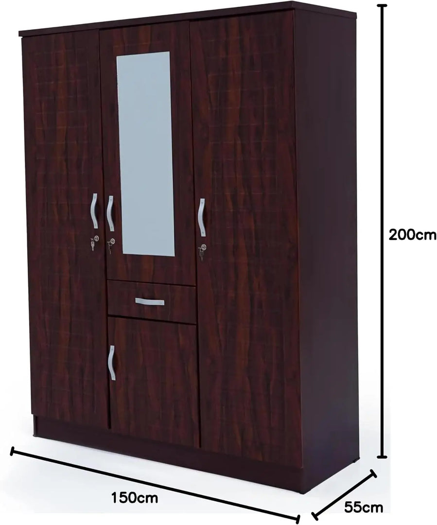 Arabian Mall 3-Door Wooden Wardrobe Cabinet - Modern Engineered Wood