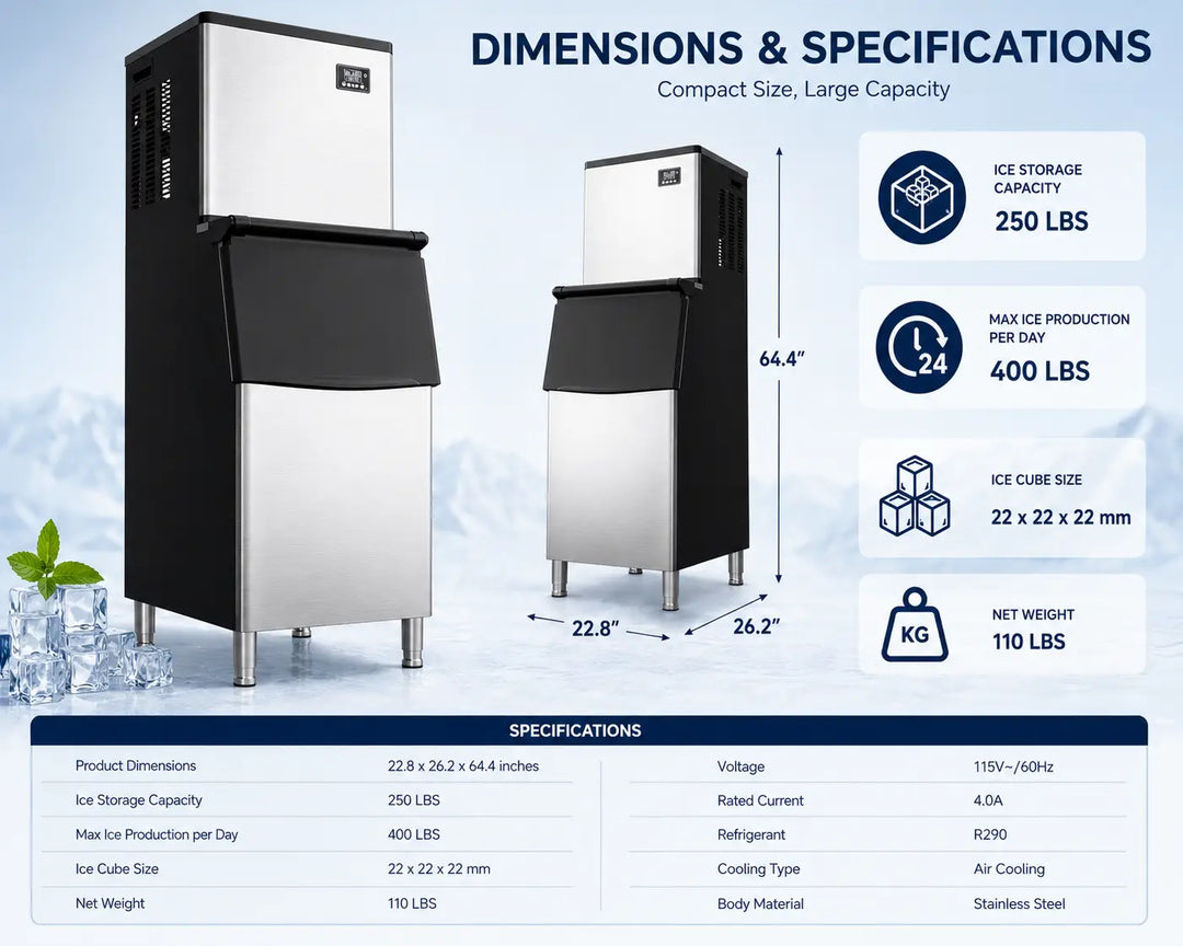 Arabian Mall Commercial Ice Maker Machine - 250KG/300KG/350KG Stainless Steel