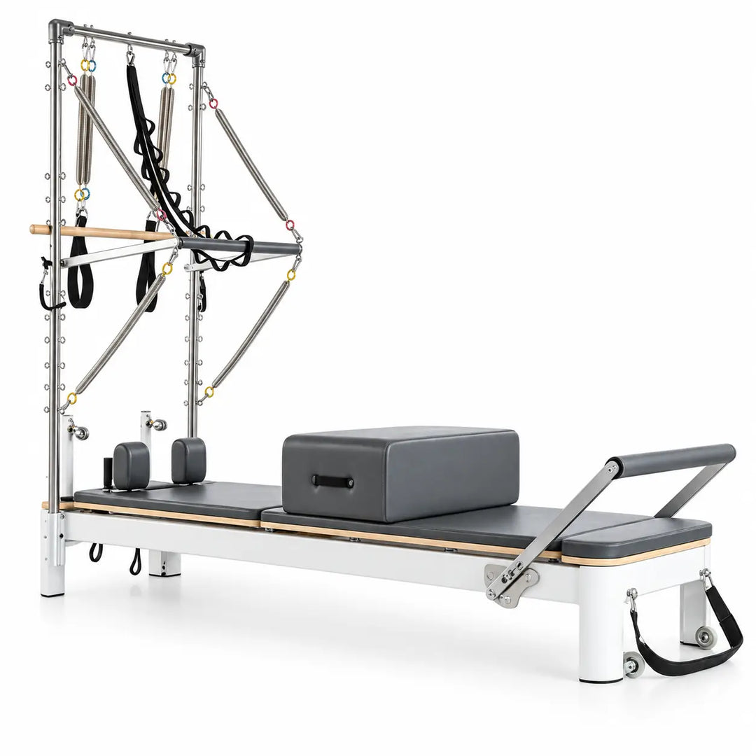 Arabian Mall Foldable Pilates Reformer Machine with Adjustable Springs & Half Tower for Full-Body Training UAE
