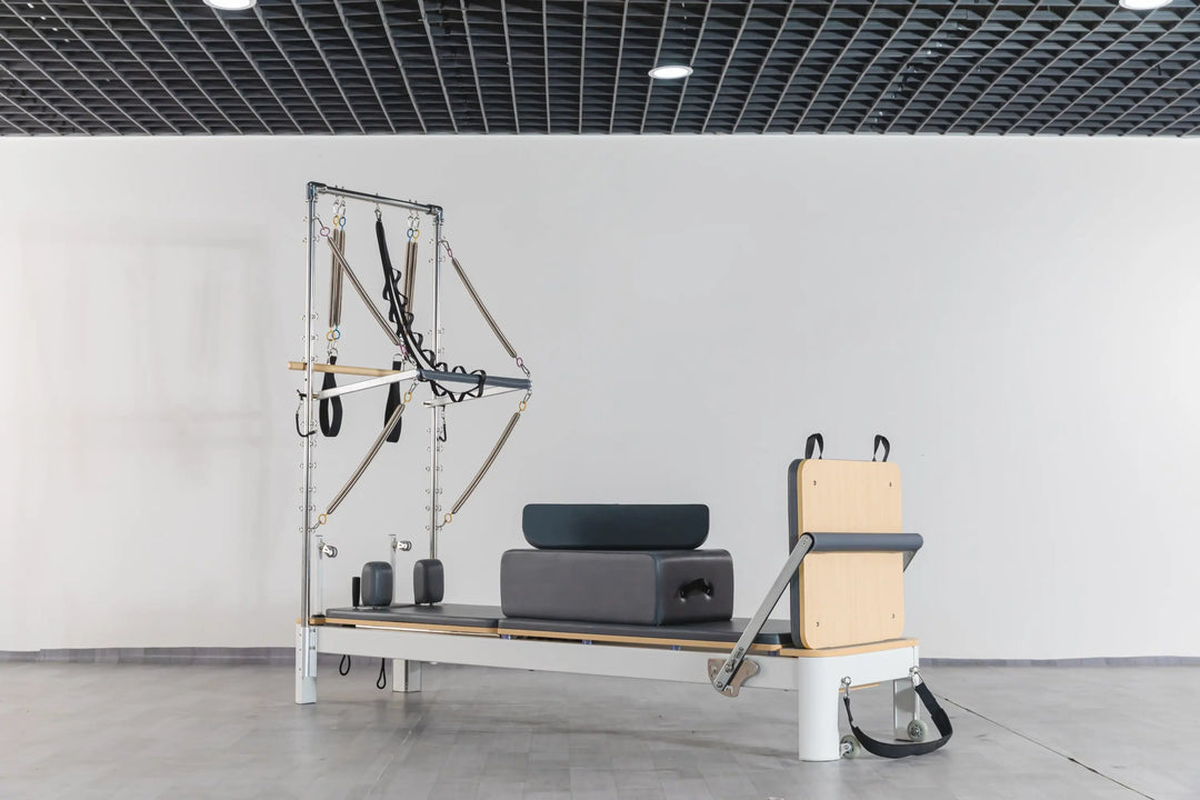 Arabian Mall Foldable Pilates Reformer Machine with Adjustable Springs & Half Tower for Full-Body Training UAE