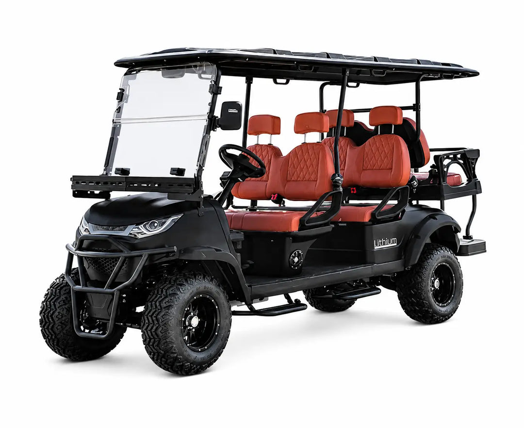Arabian Mall Premium Matte Black Lifted 6-Seater (4+2) Off-Road Electric Golf Cart with Lithium Battery