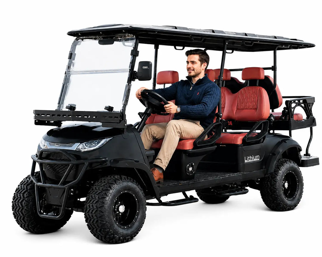 Arabian Mall Premium Matte Black Lifted 6-Seater (4+2) Off-Road Electric Golf Cart with Lithium Battery