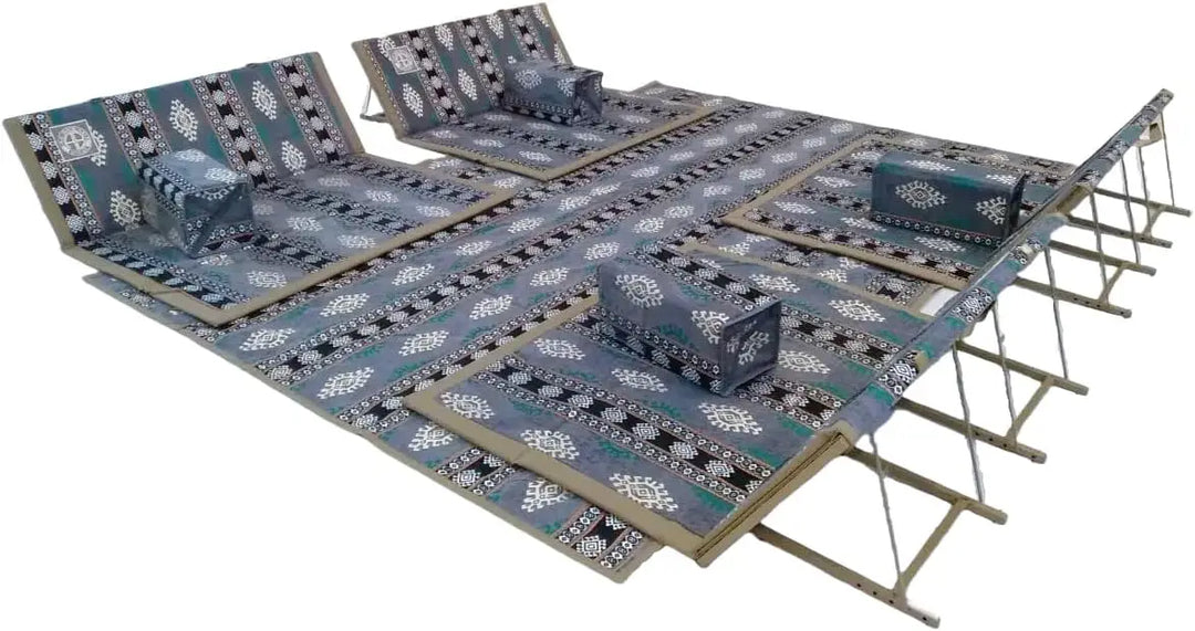ALBAWADI Arabic Folding Carpet Camping Desert Carpet with Pillow Tent Floor Mat Sets (Grey)