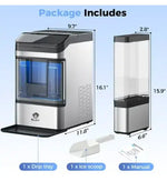 Load image into Gallery viewer, Automatic Countertop Nugget Ice Maker Machine with Chewable Pellet Ice, Self-Cleaning Function, 4.3L Dual Water Tank, Quiet 140W Compressor, 38lbs Daily Ice Production for Home, Kitchen, Office, Café, Restaurant, RV &amp; Party