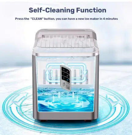 Automatic Home Ice Maker, 1.5L Capacity, 9 Cubes Ready in 6 Mins, 12Kg In 24 Hours, Self- Cleaning, Two Size Ice Cube, LED Control Panel, Scoop Included