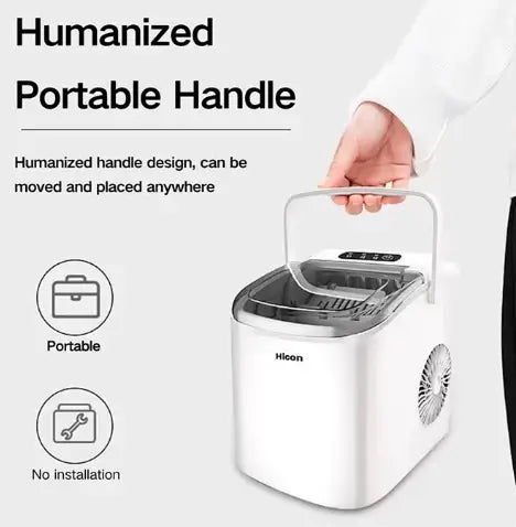 Automatic Ice Maker, 15kg 24hrs Ice Production, Round lce Cube Shape,1.3 Liter Capacity With 6-13mins Ice Making, LED Display 6.2kg 110W for Home Kitchen, Bars, Coffee Shops, Restaurant HZB-16M-White