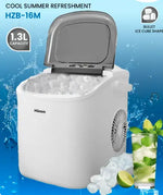 Load image into Gallery viewer, Automatic Ice Maker, 15kg 24hrs Ice Production, Round lce Cube Shape,1.3 Liter Capacity With 6-13mins Ice Making, LED Display 6.2kg 110W for Home Kitchen, Bars, Coffee Shops, Restaurant HZB-16M-White