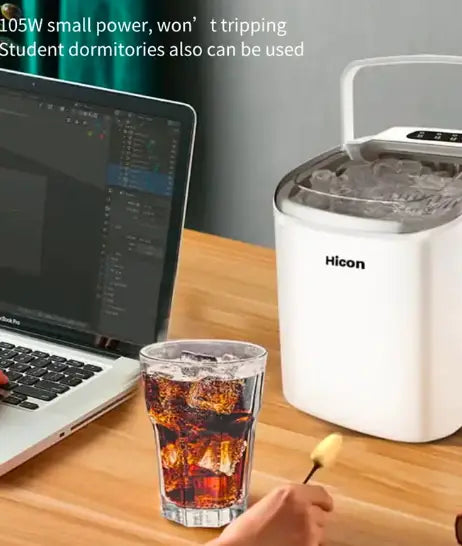 Automatic Ice Maker, 15kg 24hrs Ice Production, Round lce Cube Shape,1.3 Liter Capacity With 6-13mins Ice Making, LED Display 6.2kg 110W for Home Kitchen, Bars, Coffee Shops, Restaurant HZB-16M-White