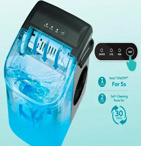Automatic Ice Maker, 15kg 24hrs Ice Production, Round lce Cube Shape,1.3 Liter Capacity With 6-13mins Ice Making, LED Display 6.2kg 110W for Home Kitchen, Bars, Coffee Shops, Restaurant HZB-16M-White