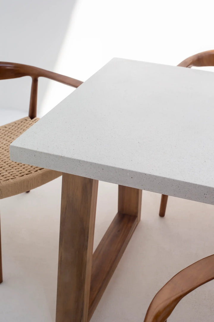 Aviana Terrazzo Concrete Dining Table with Solid Wood Base for Modern Elegance Space-GCC Home Center