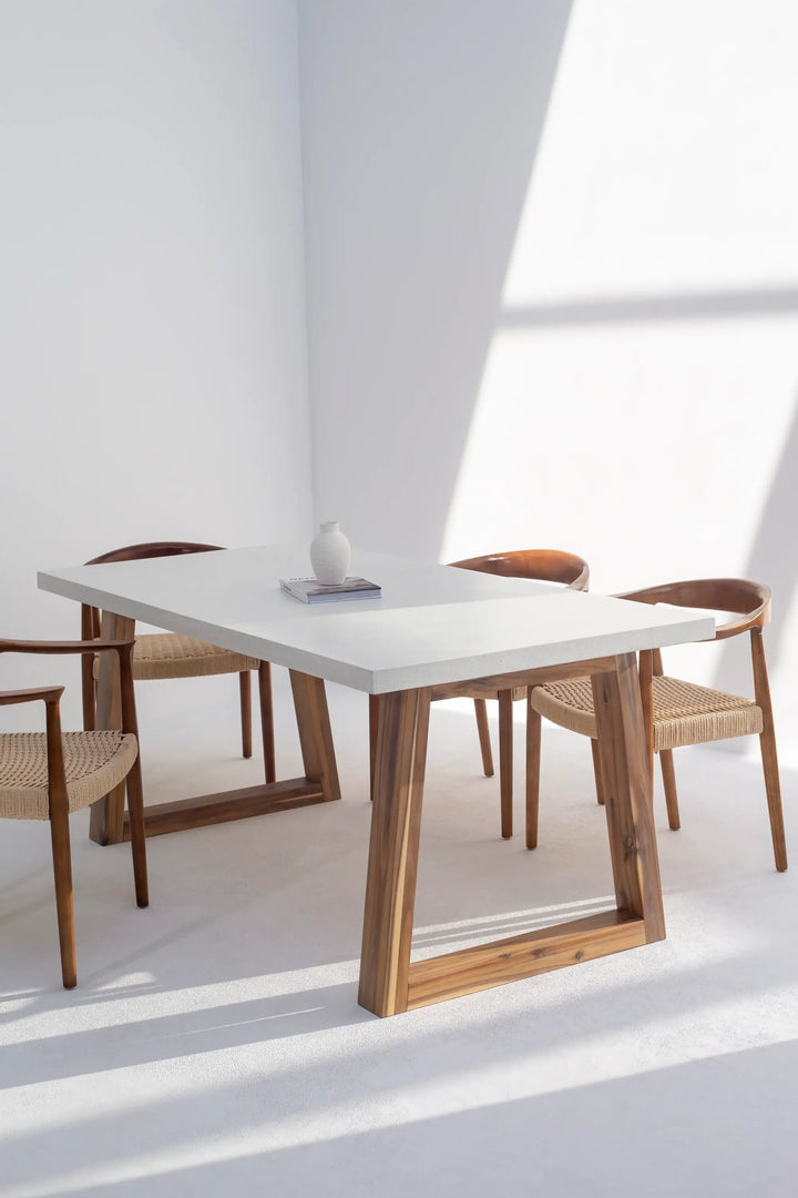 Aviana Terrazzo Concrete Dining Table with Solid Wood Base for Modern Elegance Space-GCC Home Center