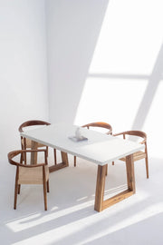 Aviana Terrazzo Concrete Dining Table with Solid Wood Base for Modern Elegance Space-GCC Home Center
