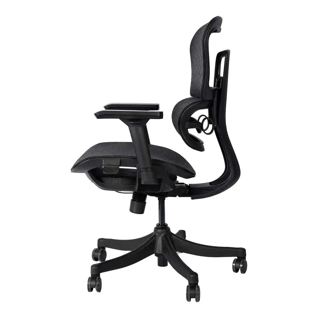Back office chair black ergonomic mesh back padded seat with adjustable armrests and five-wheel base