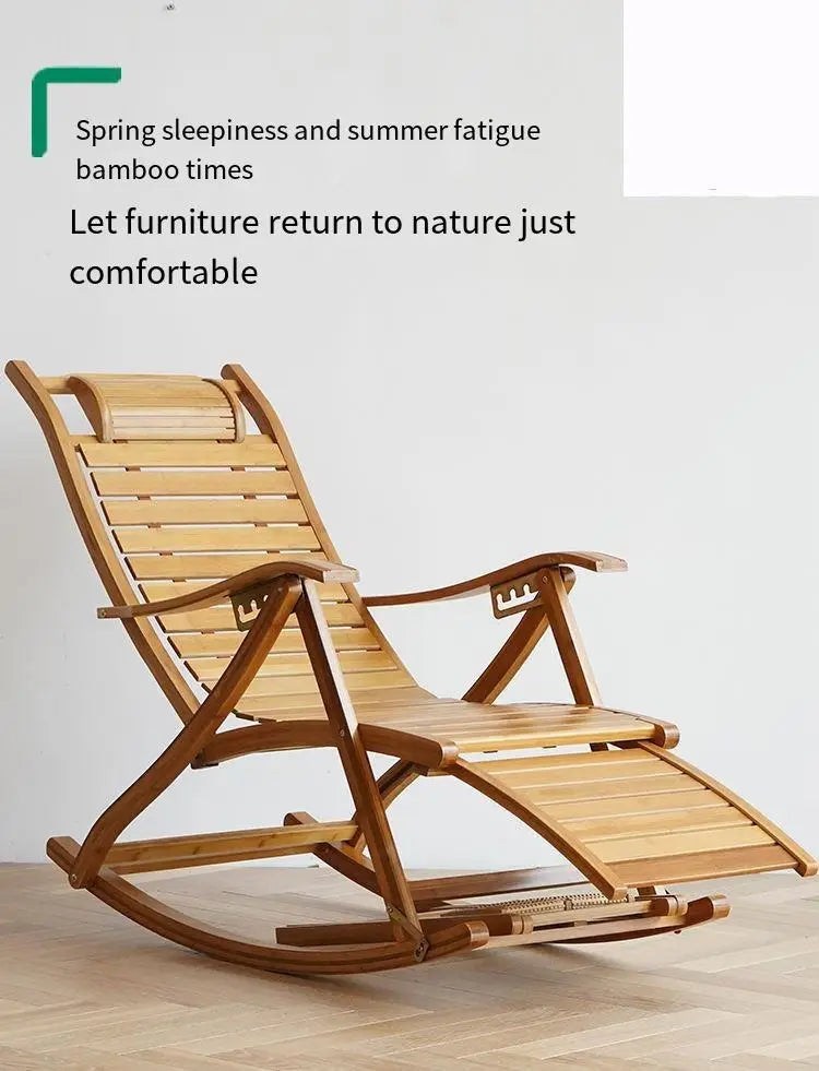 Bamboo Rocking Chair – Folding Chair for Balcony, Yard & Home Relaxation