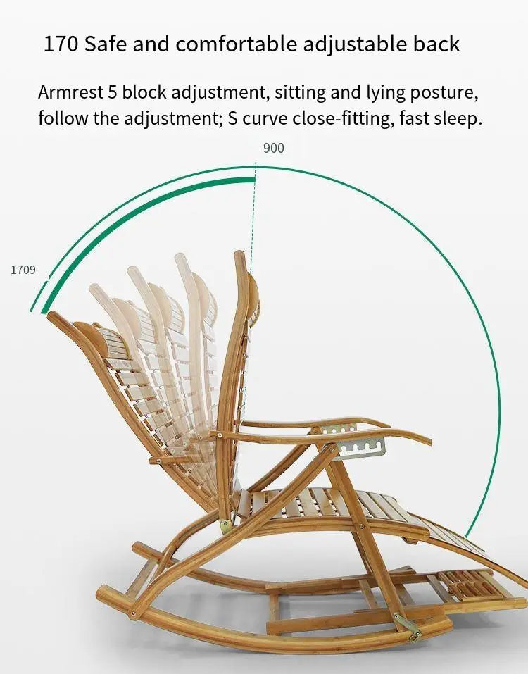 Bamboo Rocking Chair – Folding Chair for Balcony, Yard & Home Relaxation