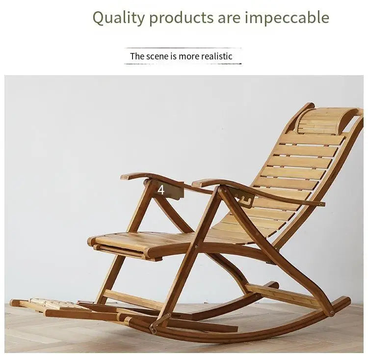 Bamboo Rocking Chair – Folding Chair for Balcony, Yard & Home Relaxation