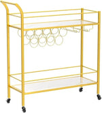 Load image into Gallery viewer, Bar Cart, Home Bar Serving Cart, 2 Tier Drink Cart with 9 Bottle Racks-GCC Home Center