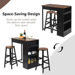 Load image into Gallery viewer, Bar Table and Chairs Set Wooden Counter Height Table Set with 2 Bar Stools, Industrial Bar Table Set with 3 Tier Adjustable Storage Shelves-GCC Home Center