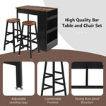 Load image into Gallery viewer, Bar Table and Chairs Set Wooden Counter Height Table Set with 2 Bar Stools, Industrial Bar Table Set with 3 Tier Adjustable Storage Shelves-GCC Home Center